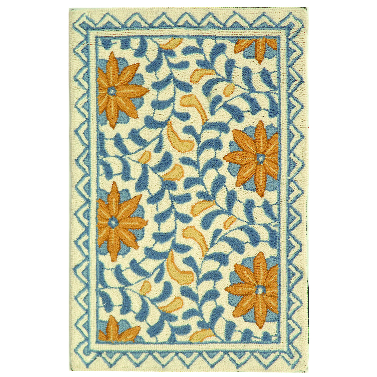 SAFAVIEH Chelsea HK150A Hand-hooked Ivory / Blue Rug - 4' Round