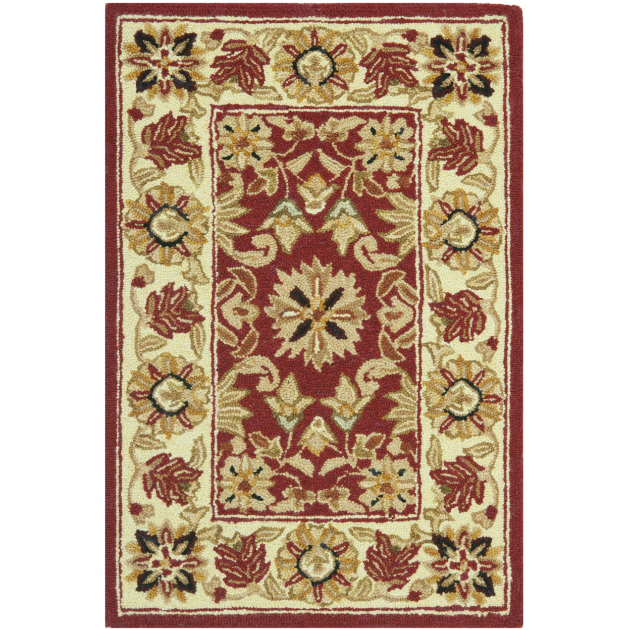 SAFAVIEH Chelsea HK157A Hand-hooked Red / Ivory Rug - 1' 8 X 2' 6