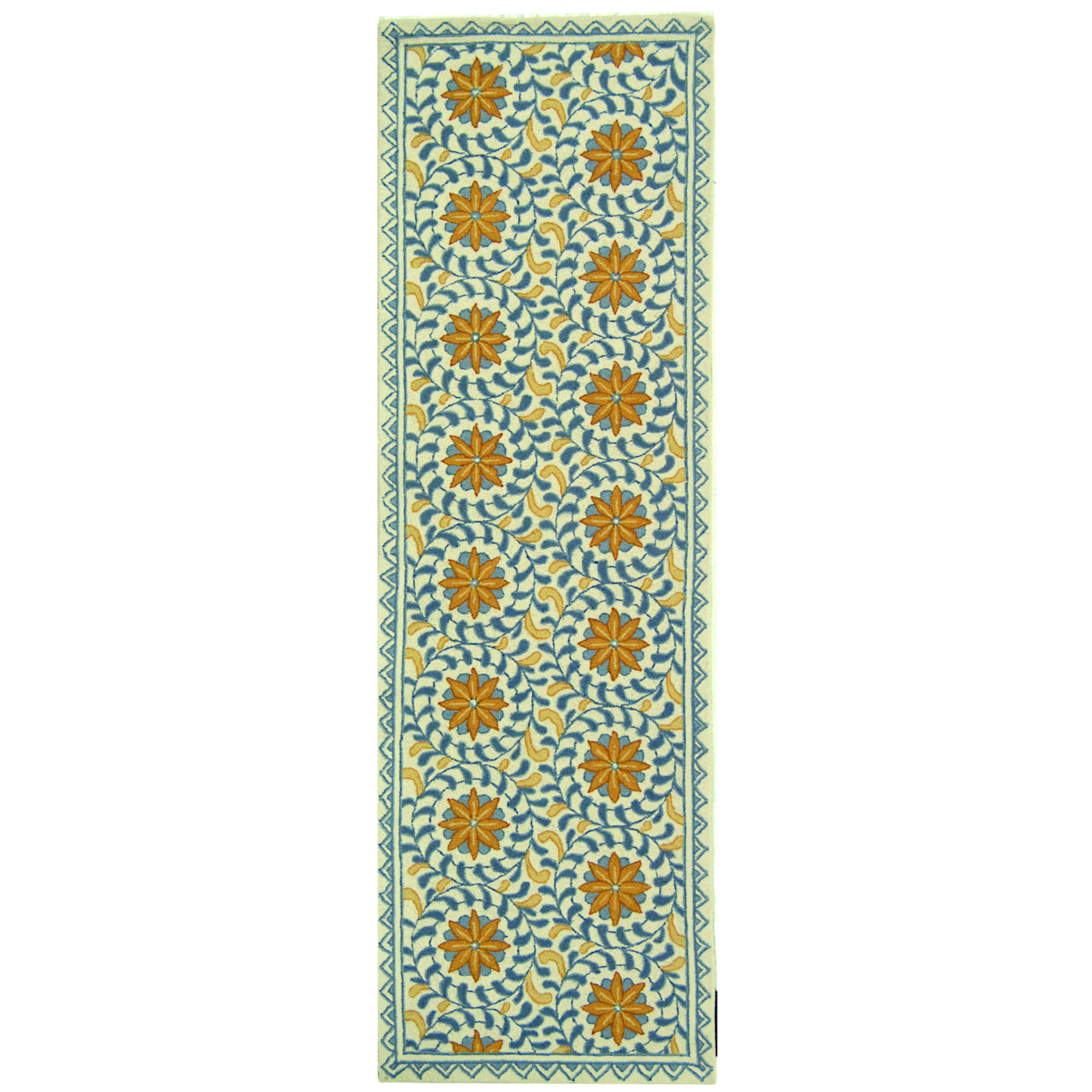 SAFAVIEH Chelsea HK150A Hand-hooked Ivory / Blue Rug - 2' 6 X 8'