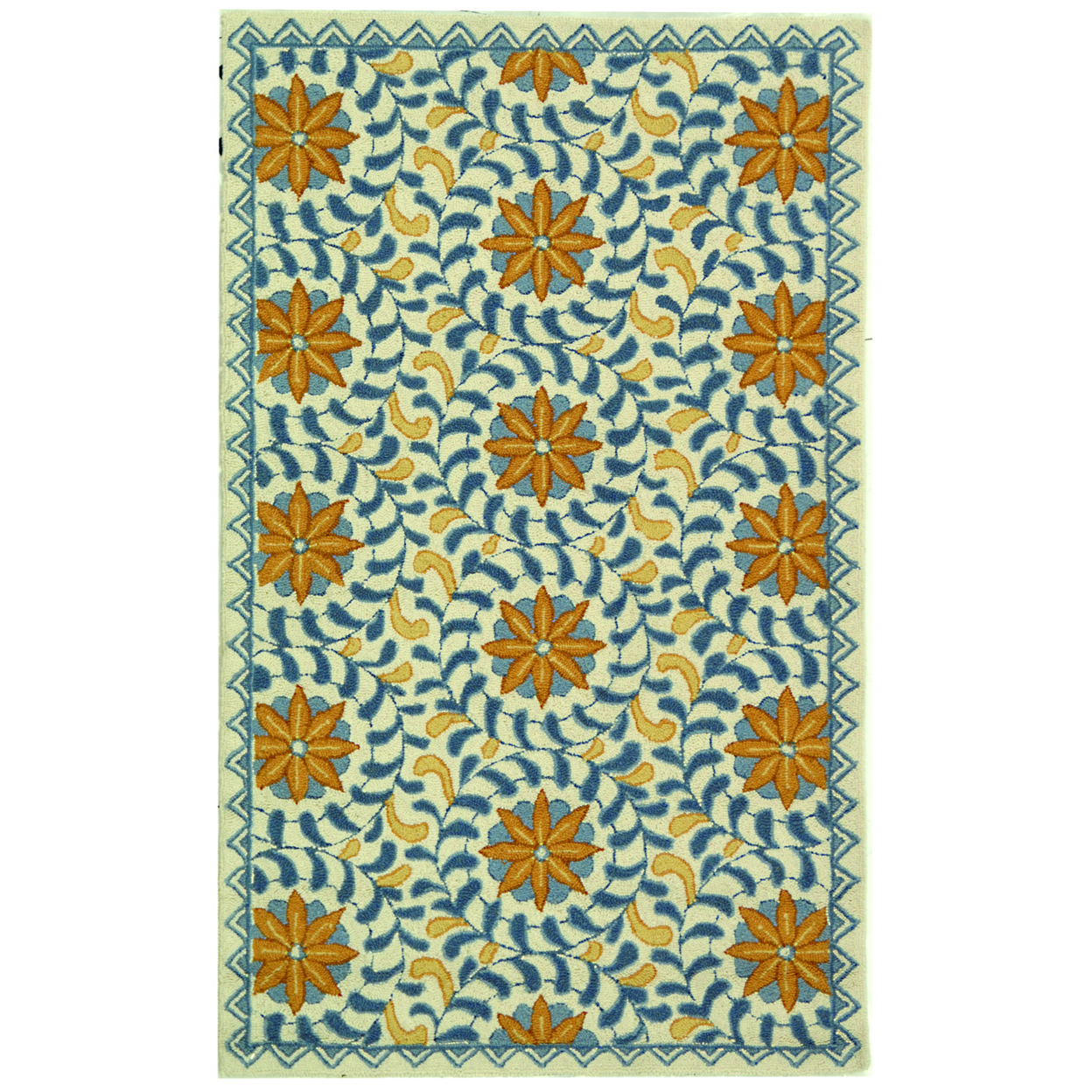 SAFAVIEH Chelsea HK150A Hand-hooked Ivory / Blue Rug - 2' 9 X 4' 9