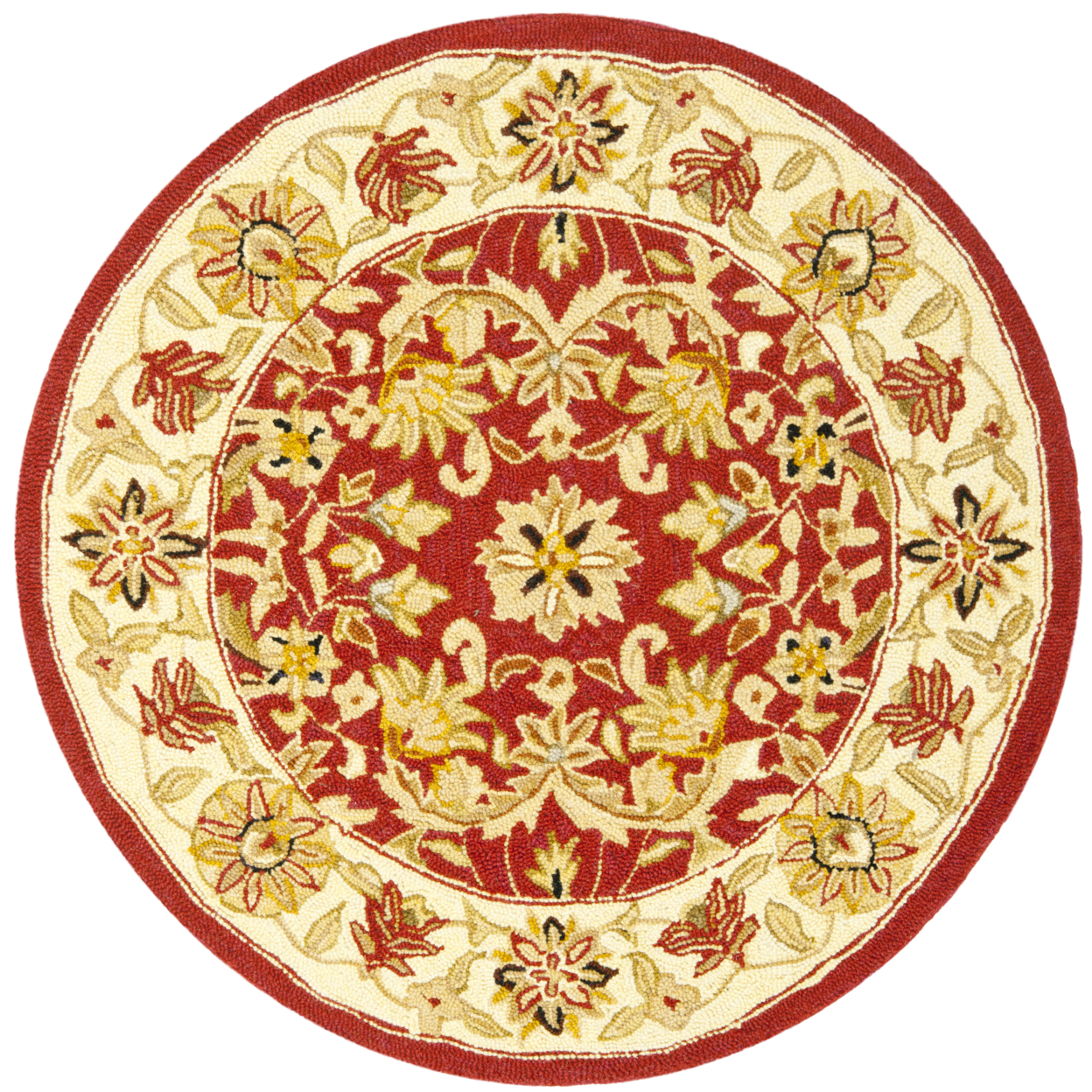SAFAVIEH Chelsea HK157A Hand-hooked Red / Ivory Rug - 3' Round