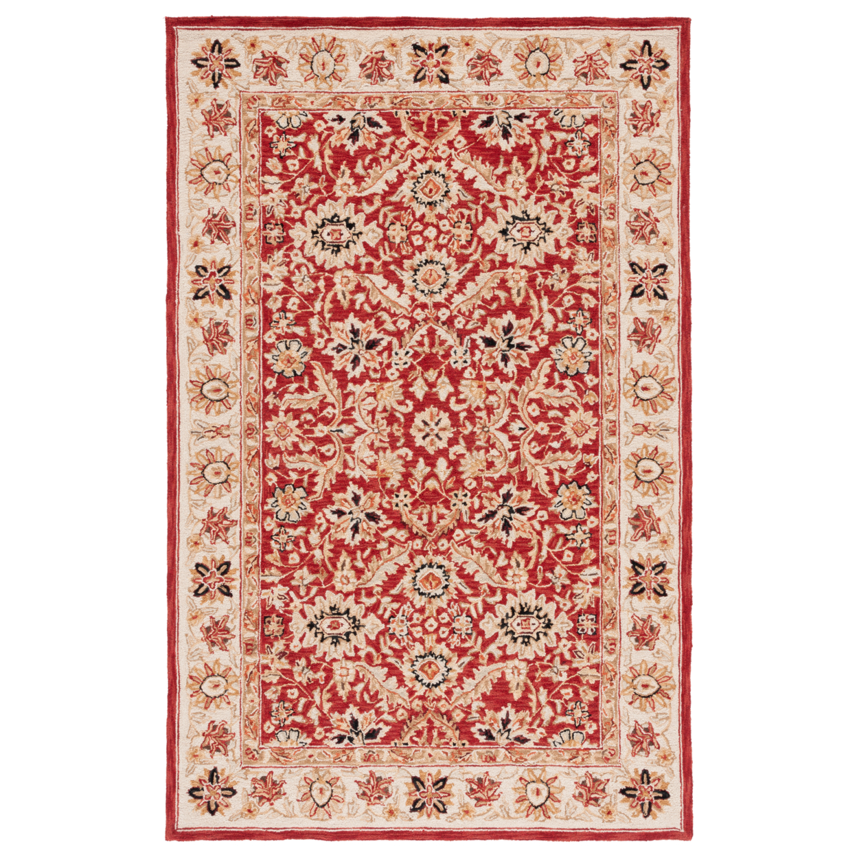 SAFAVIEH Chelsea HK157A Hand-hooked Red / Ivory Rug - 3' 9 X 5' 9