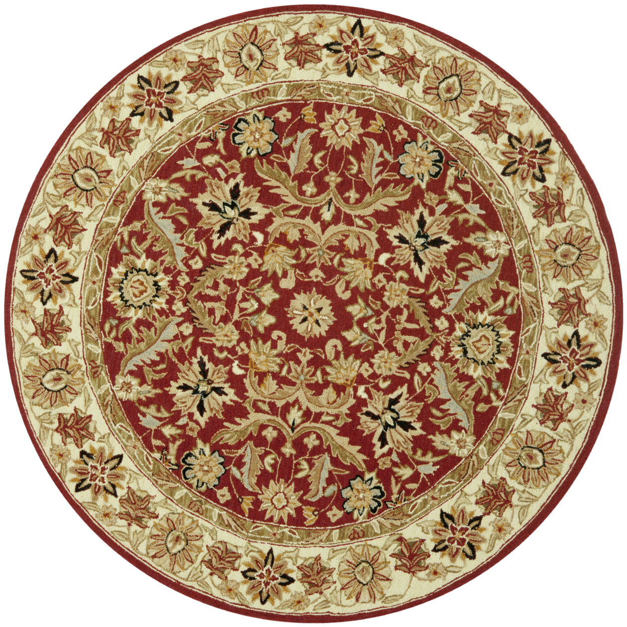 SAFAVIEH Chelsea HK157A Hand-hooked Red / Ivory Rug - 5' 6 Round