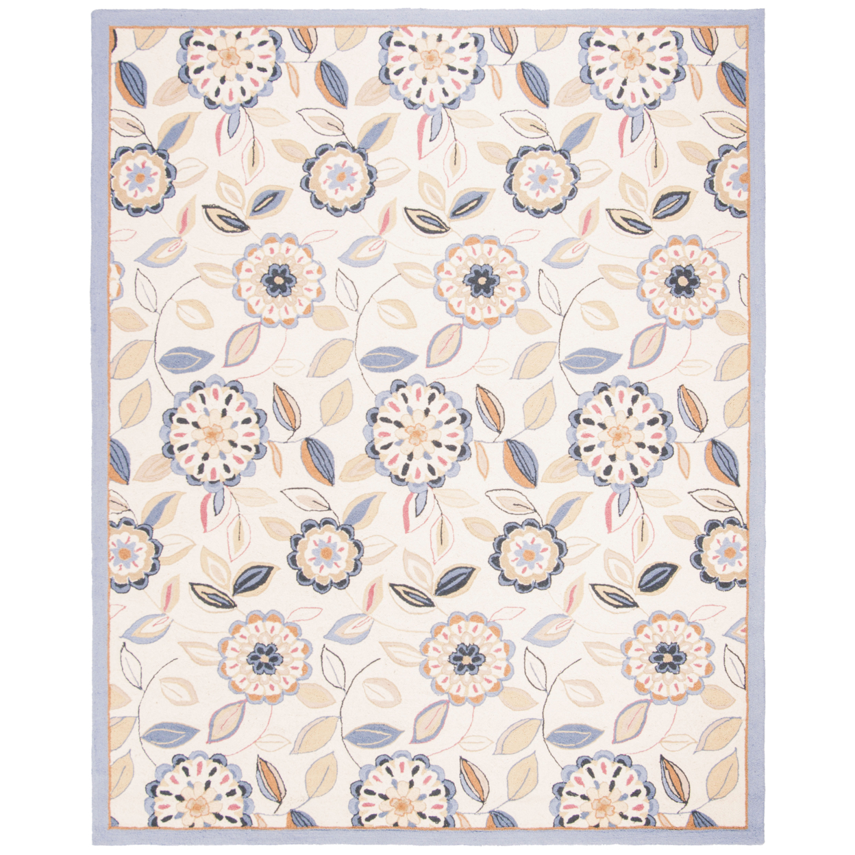SAFAVIEH Chelsea HK179A Hand-hooked Ivory / Blue Rug - 7' 9 X 9' 9