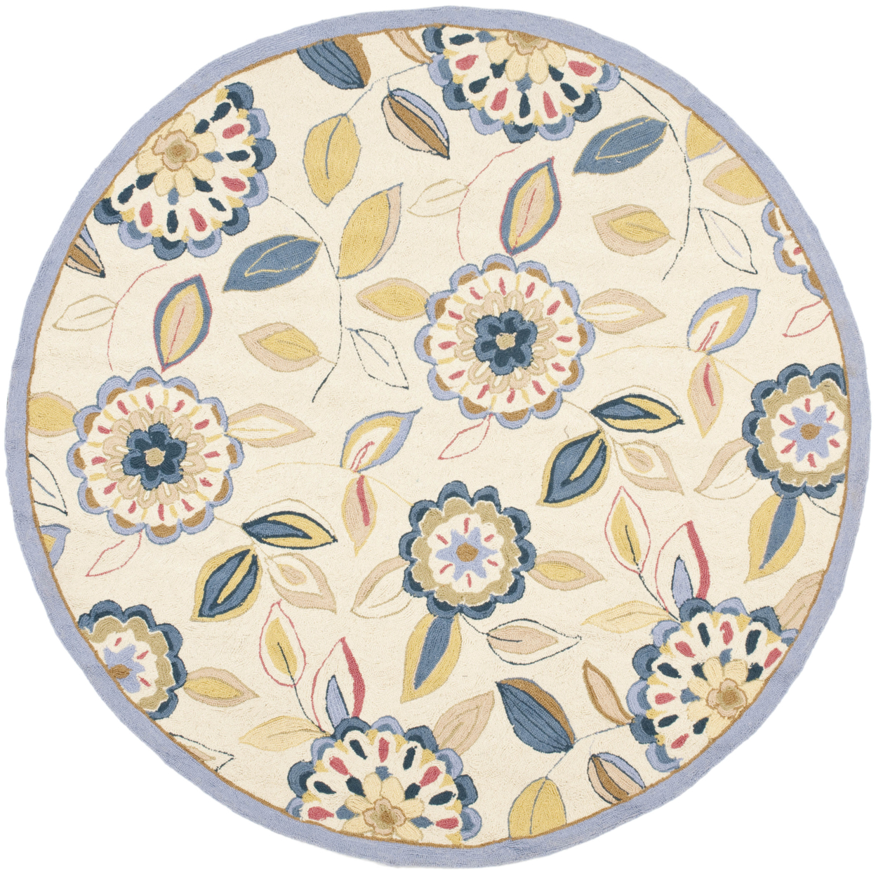 SAFAVIEH Chelsea HK179A Hand-hooked Ivory / Blue Rug - 5' 6 Round