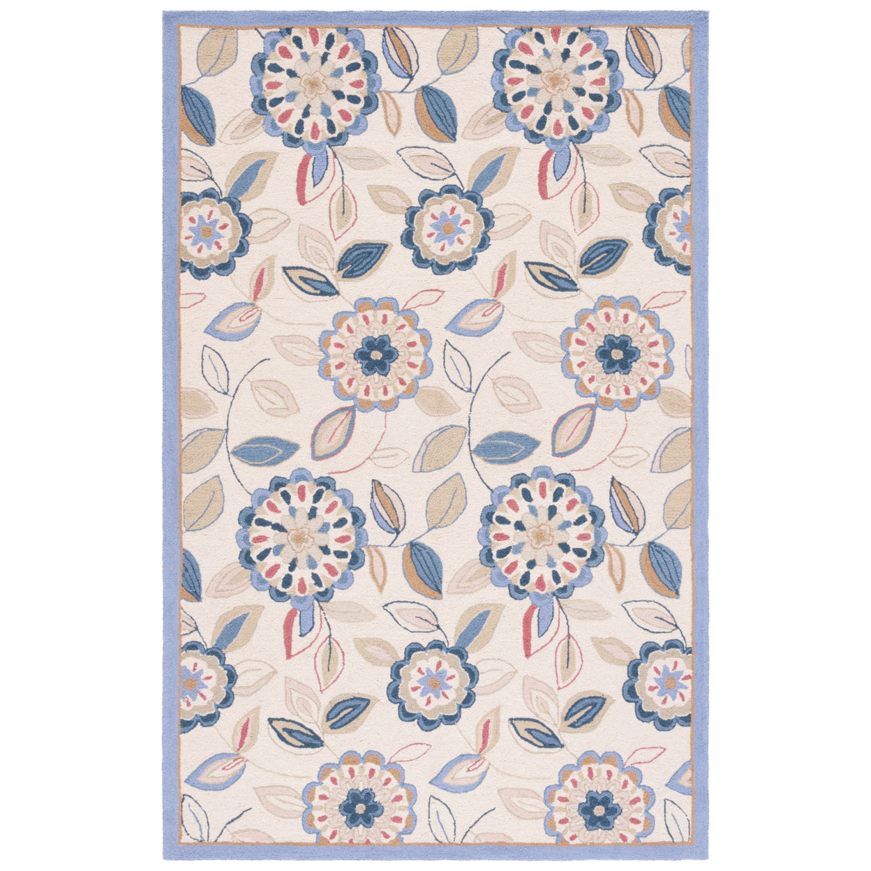 SAFAVIEH Chelsea HK179A Hand-hooked Ivory / Blue Rug - 5' 3 X 8' 3