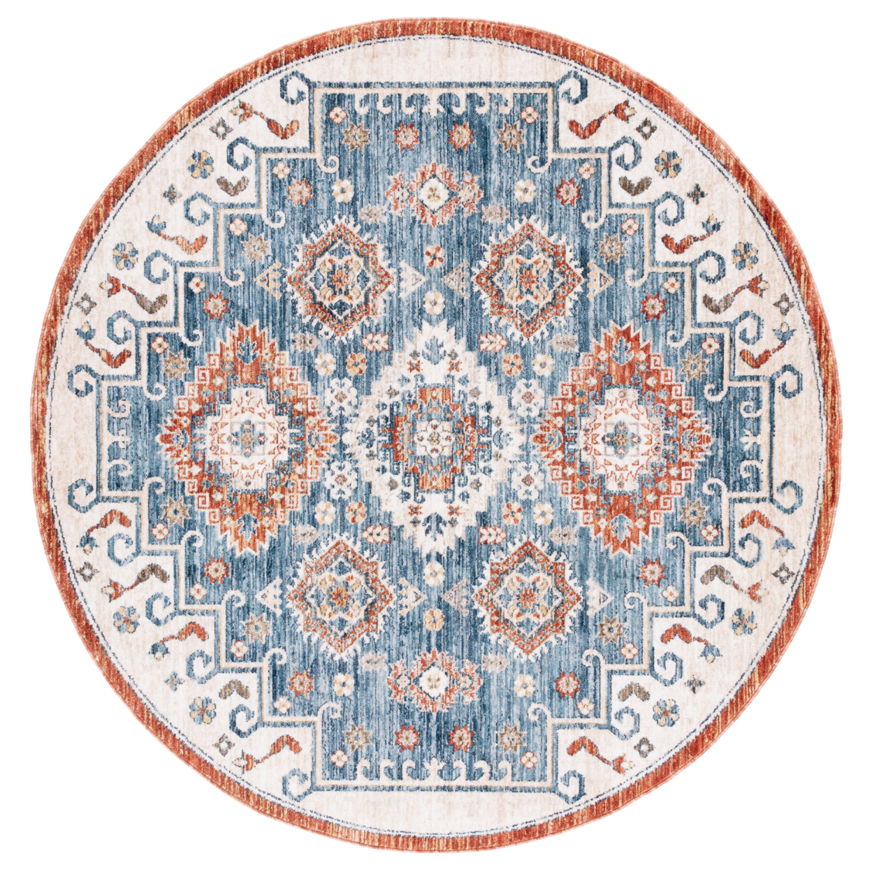 SAFAVIEH Olympia Collection OPA204N Blue / Ivory Rug - 6 X 6 Round