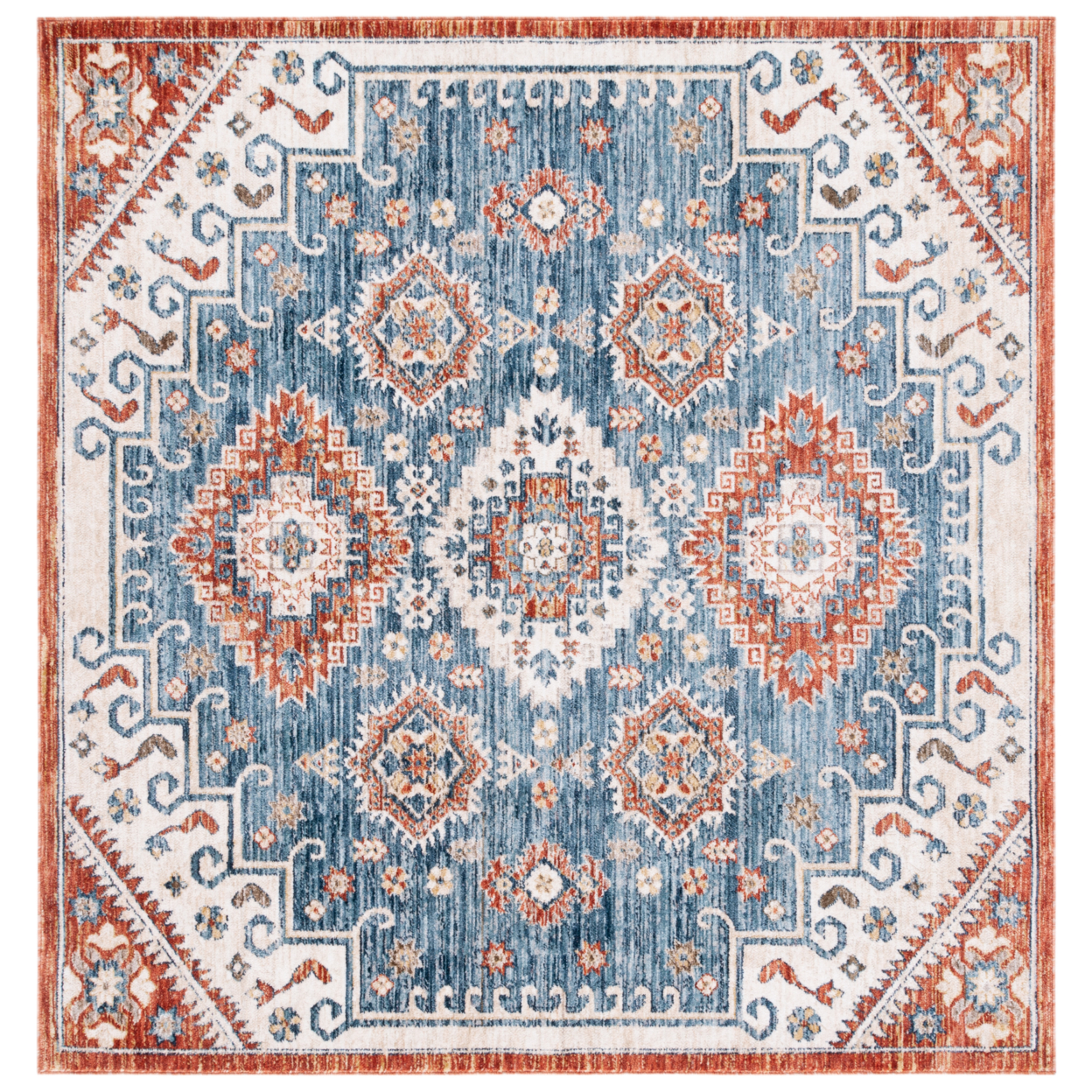 SAFAVIEH Olympia Collection OPA204N Blue / Ivory Rug - 6 X 6 Square