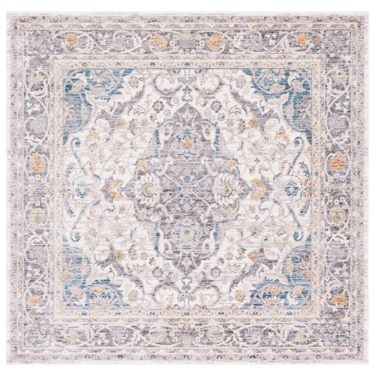 SAFAVIEH Olympia Collection OPA206F Grey / Ivory Rug - 6 X 6 Square