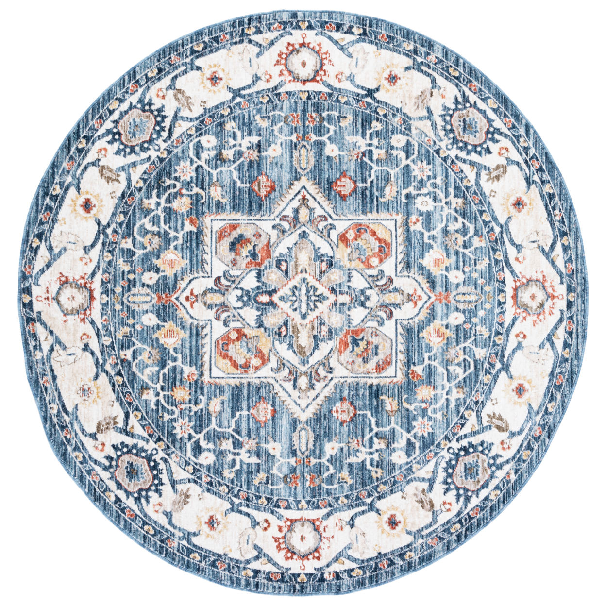 SAFAVIEH Olympia Collection OPA202N Blue / Ivory Rug - 6 X 6 Round