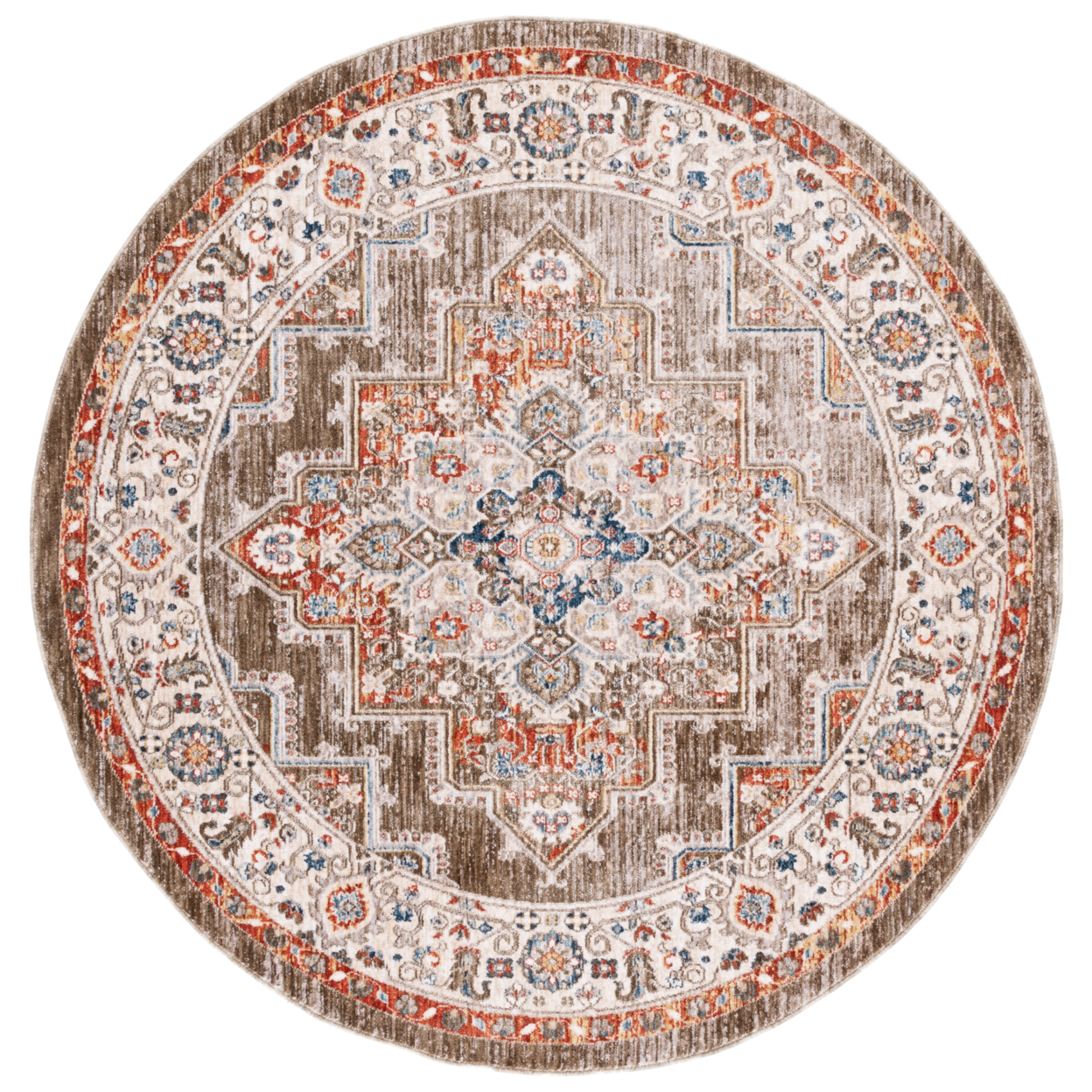 SAFAVIEH Olympia Collection OPA208Y Green / Ivory Rug - 6 X 6 Round