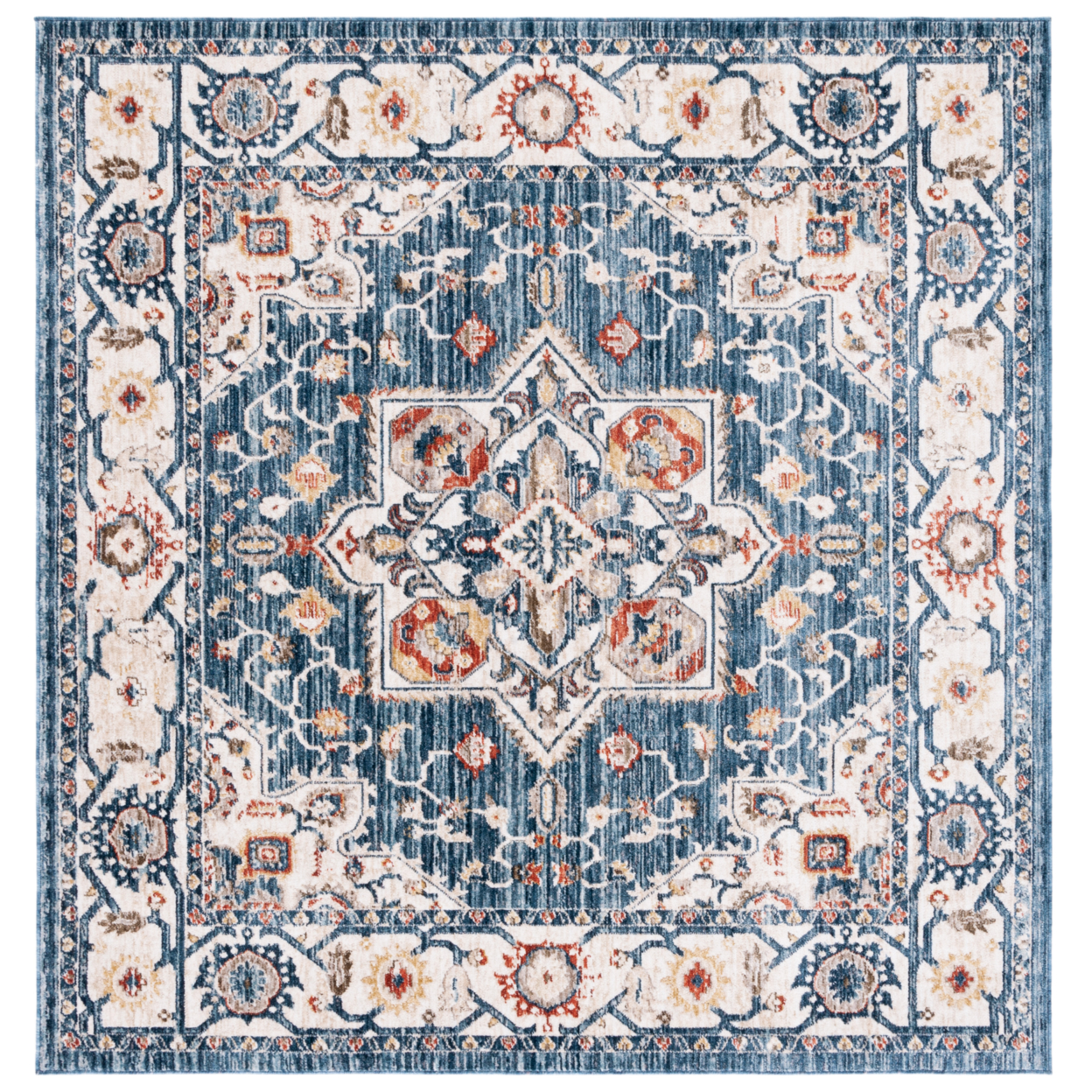 SAFAVIEH Olympia Collection OPA202N Blue / Ivory Rug - 6 X 6 Square