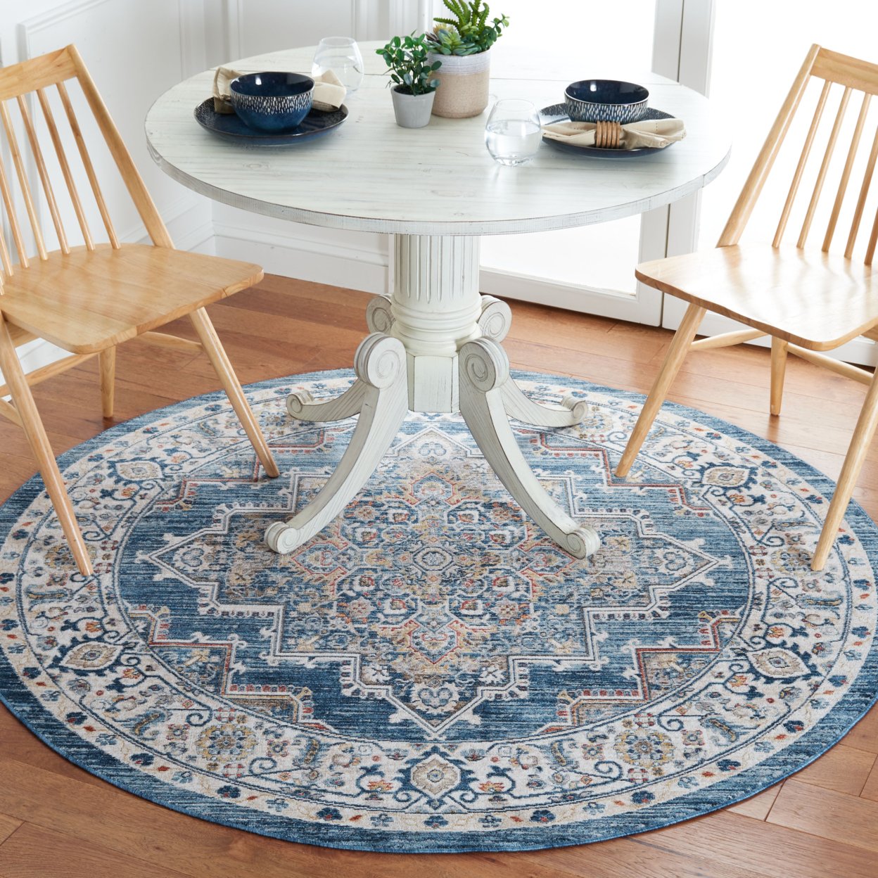 SAFAVIEH Olympia Collection OPA208M Blue / Beige Rug - 4 X 6