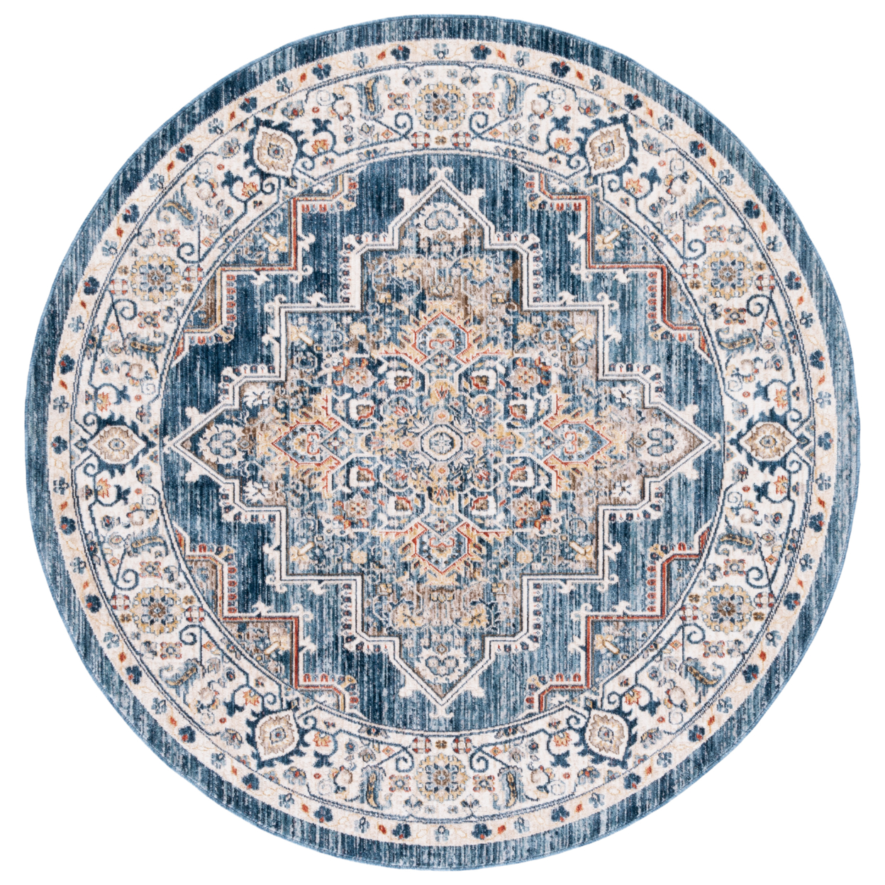 SAFAVIEH Olympia Collection OPA208M Blue / Beige Rug - 6 X 6 Round