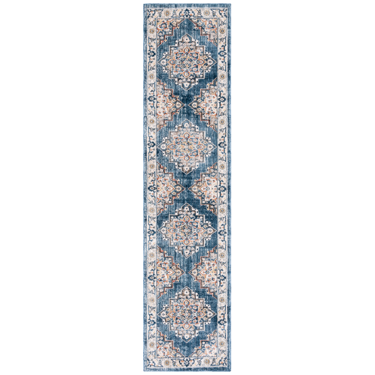 SAFAVIEH Olympia Collection OPA208M Blue / Beige Rug - 2-3 X 9