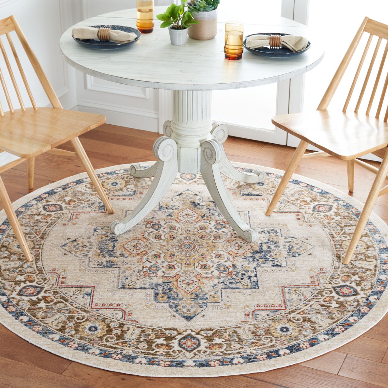 SAFAVIEH Olympia Collection OPA208B Beige / Blue Rug - 5 X 8