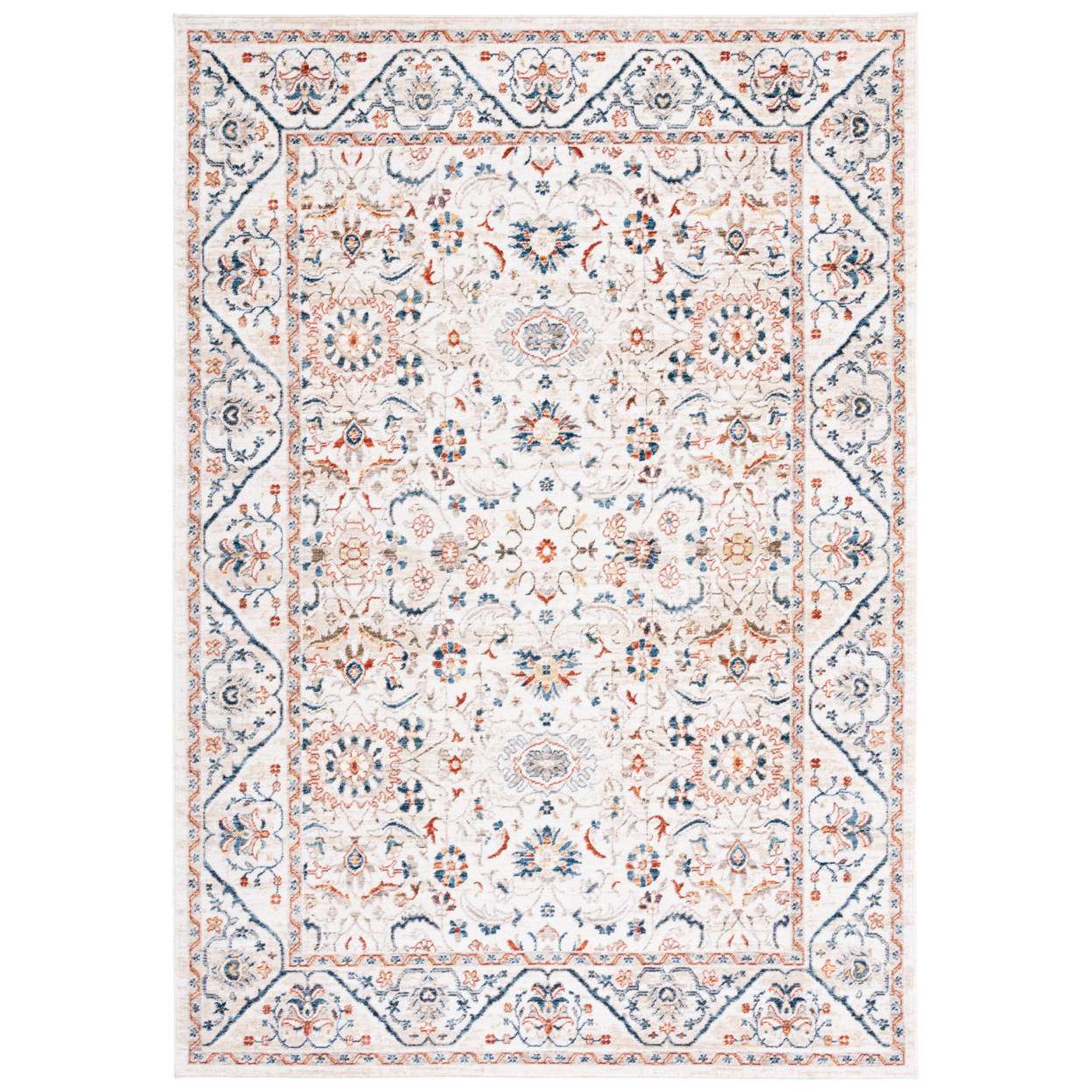 SAFAVIEH Olympia Collection OPA210A Ivory / Navy Rug - 6 X 6 Square