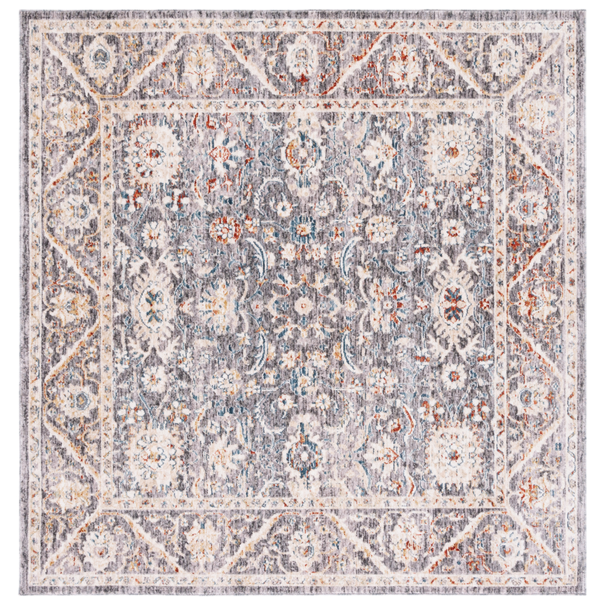 SAFAVIEH Olympia Collection OPA210F Grey / Ivory Rug - 6 X 6 Square