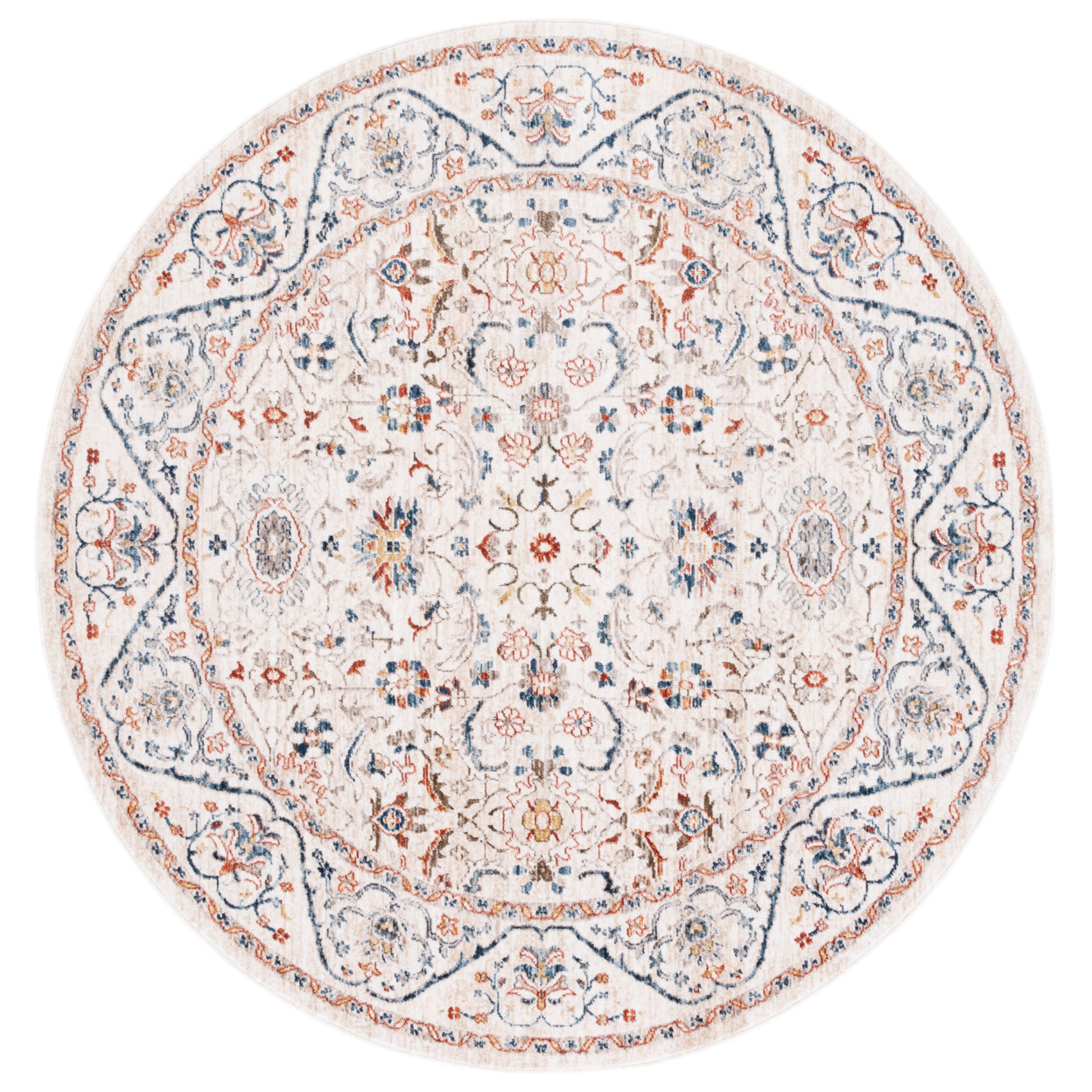 SAFAVIEH Olympia Collection OPA210A Ivory / Navy Rug - 6 X 6 Round