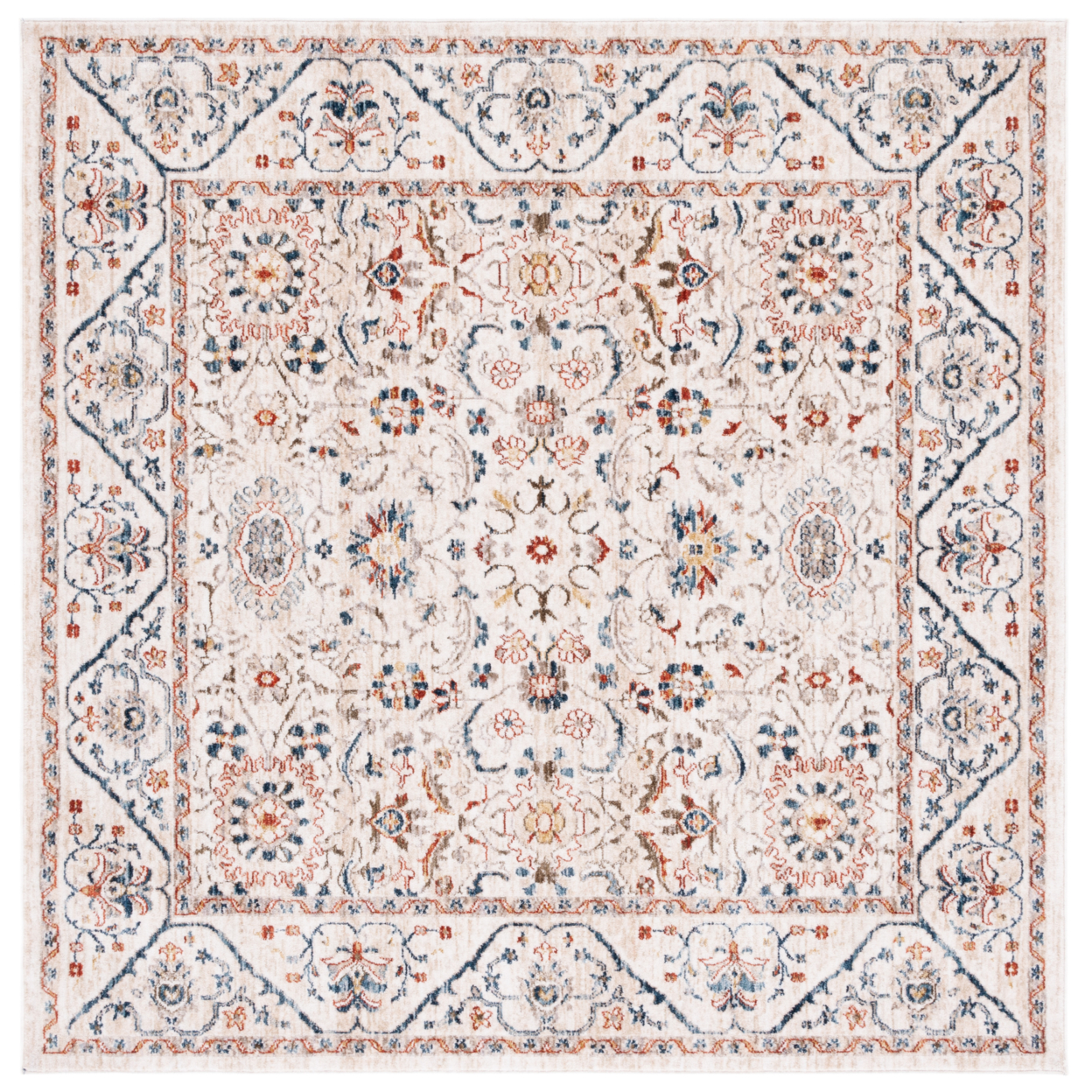 SAFAVIEH Olympia Collection OPA210A Ivory / Navy Rug - 6 X 6 Square