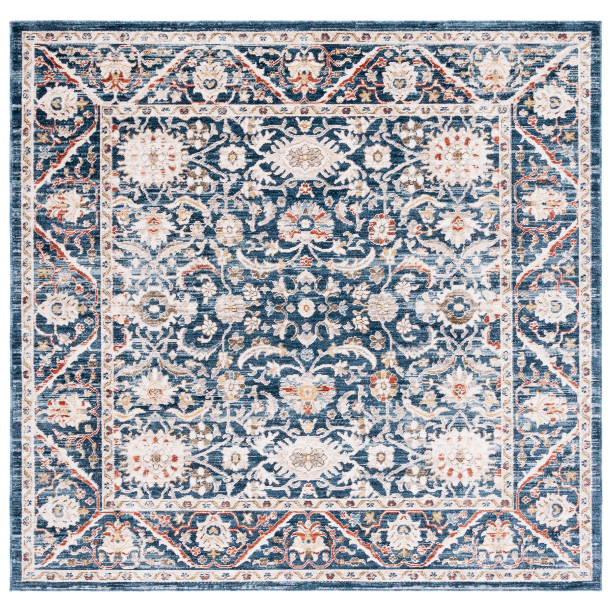 SAFAVIEH Olympia Collection OPA210N Navy / Ivory Rug - 6 X 6 Square