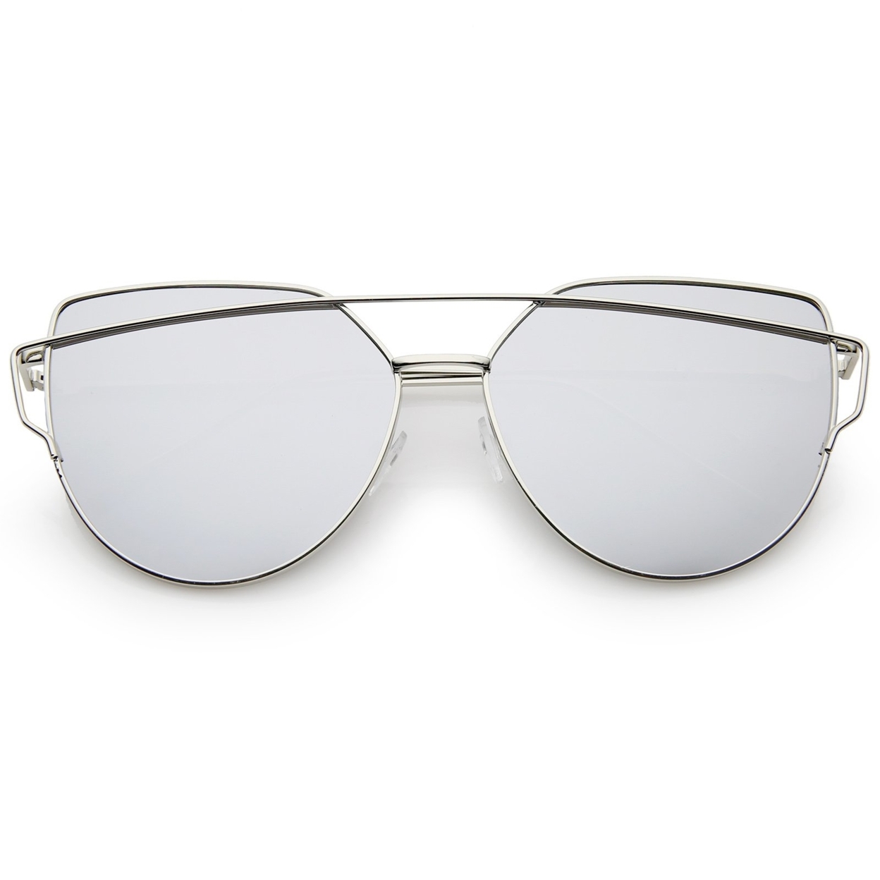 Oversize Metal Frame Thin Temple Color Mirror Flat Lens Aviator Sunglasses 62mm - Silver / Silver Mirror