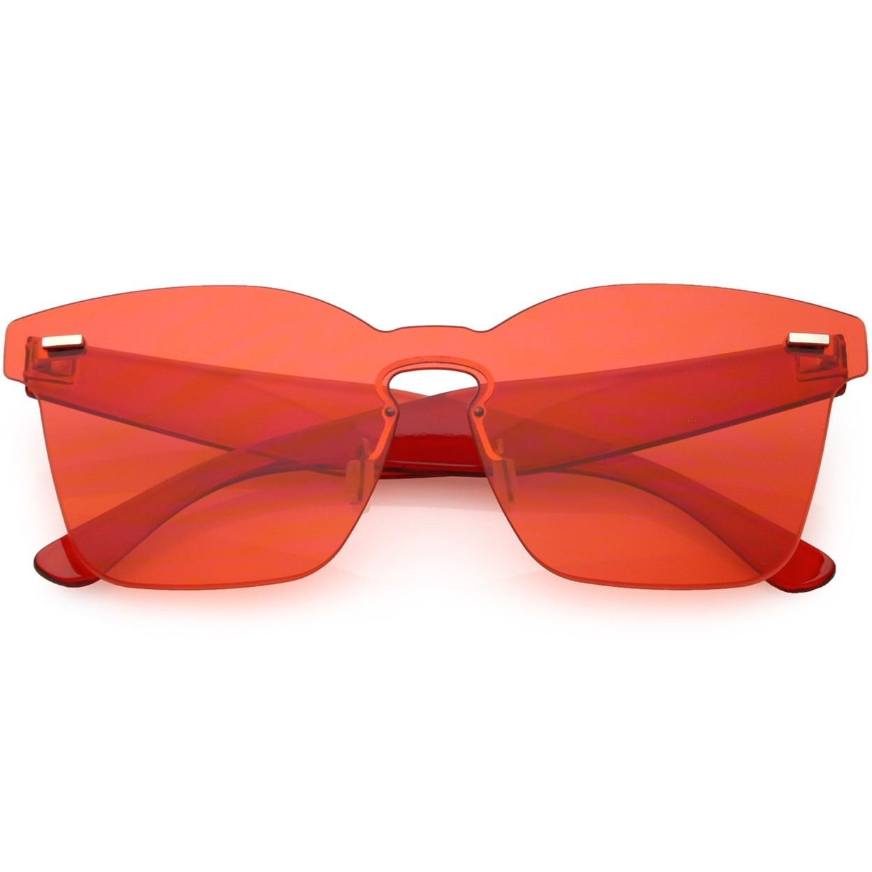 Oversize Rimless Horn Rimmed Sunglasses Keyhole Nose Bridge Mono Flat Lens 59mm - Yellow