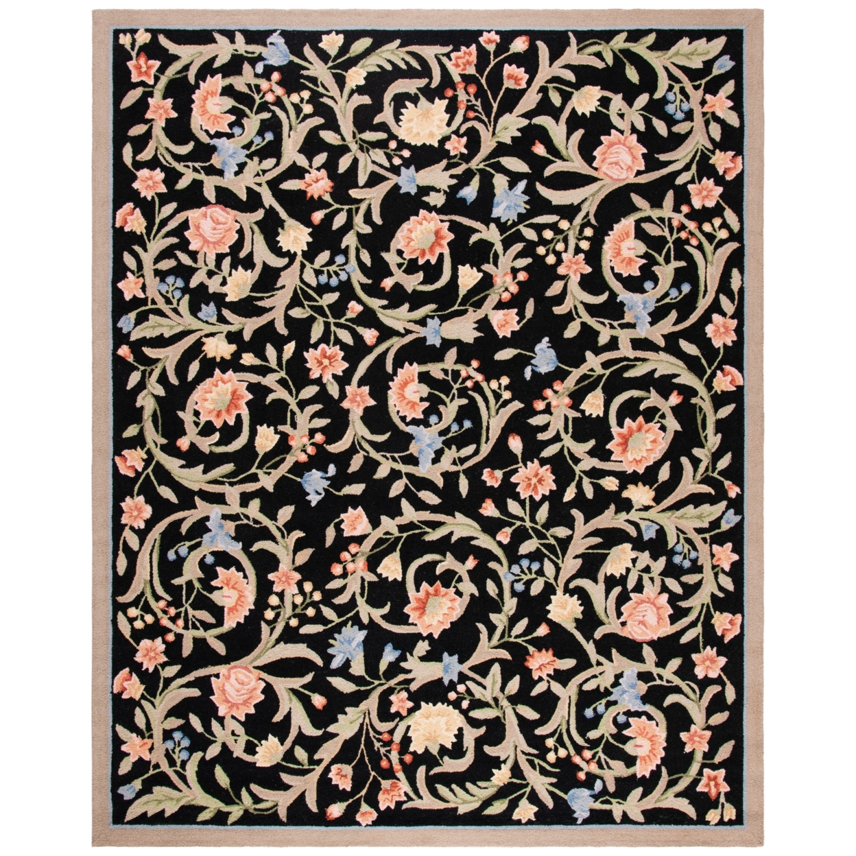 SAFAVIEH Chelsea Collection HK248B Hand-hooked Black Rug - 6' X 9'