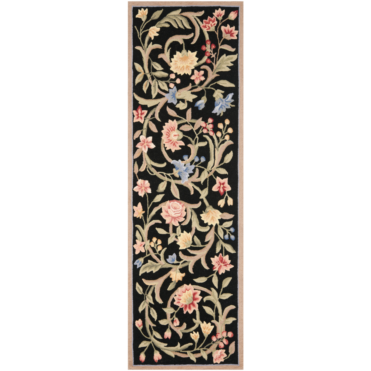SAFAVIEH Chelsea Collection HK248B Hand-hooked Black Rug - 2' 6 X 8'