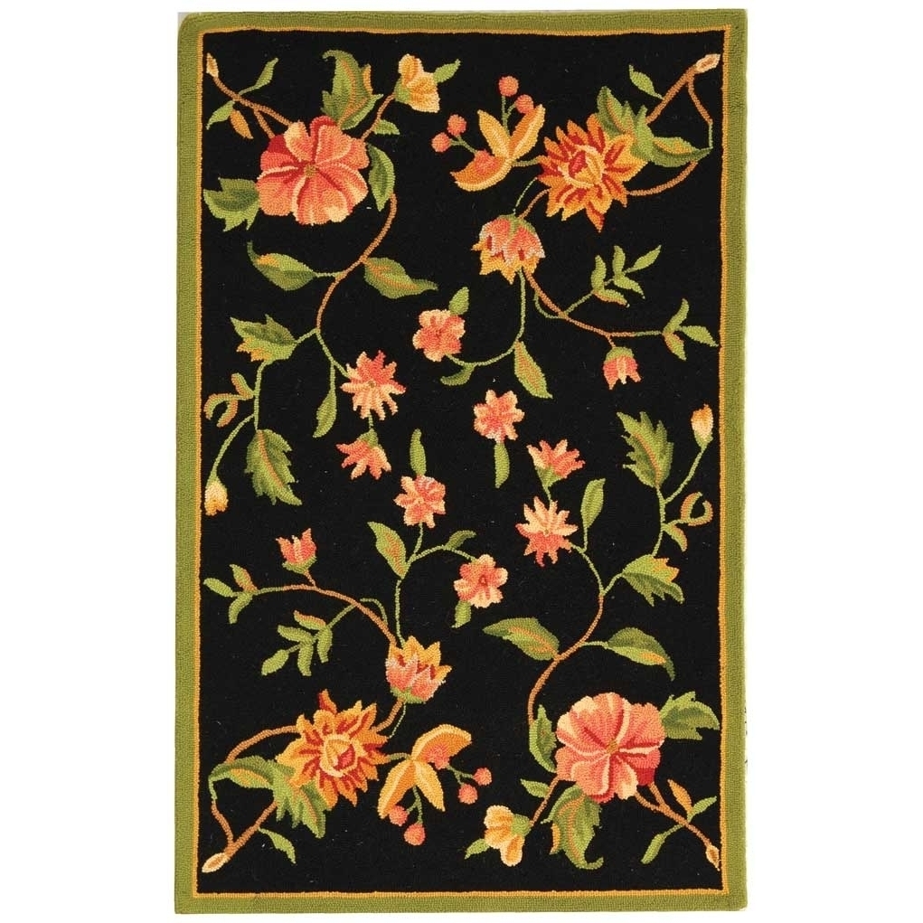 SAFAVIEH Chelsea Collection HK263B Hand-hooked Black Rug - 2' 6 X 4'