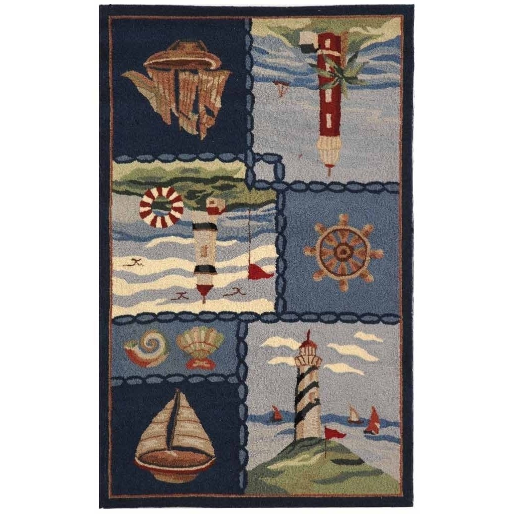 SAFAVIEH Chelsea Collection HK267A Hand-hooked Blue Rug - 2' 6 X 4'
