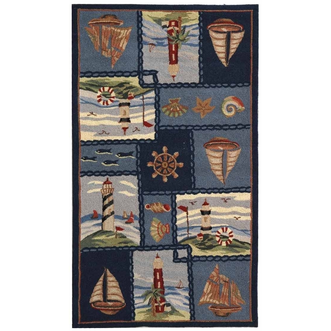 SAFAVIEH Chelsea Collection HK267A Hand-hooked Blue Rug - 2' 9 X 4' 9