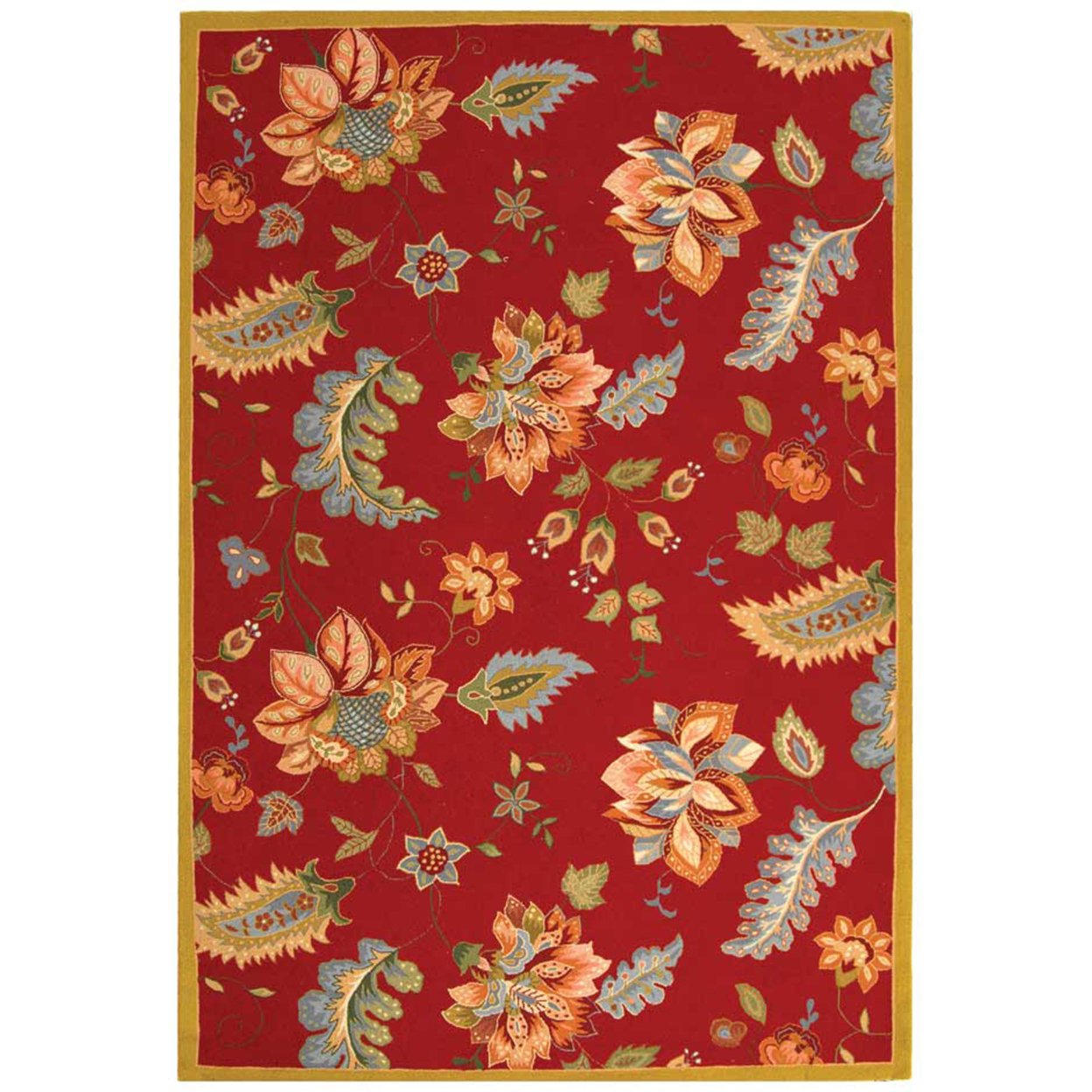 SAFAVIEH Chelsea Collection HK306C Hand-hooked Red Rug - 4' 6 X 6' 6 Oval