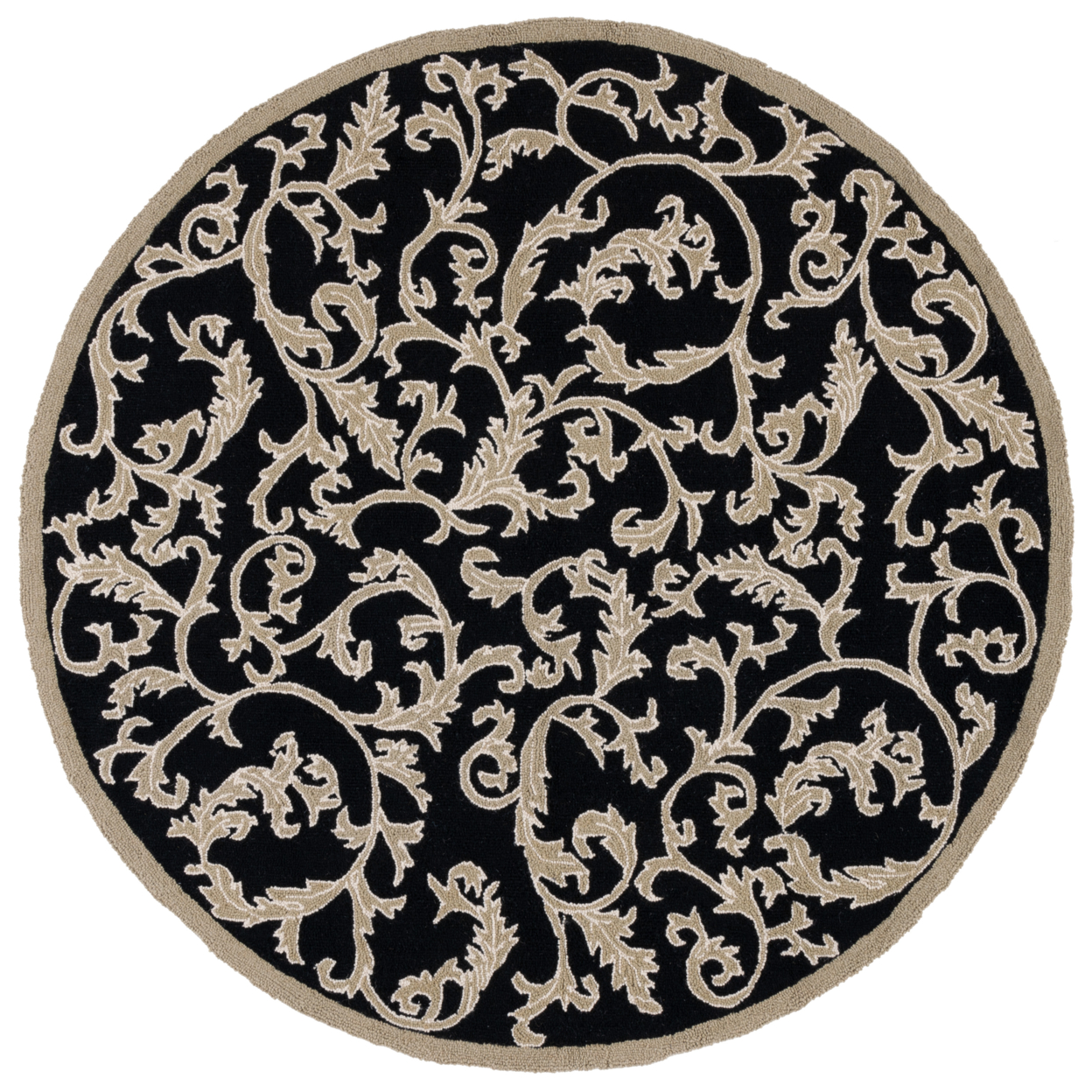 SAFAVIEH Chelsea Collection HK307B Hand-hooked Black Rug - 3' Round