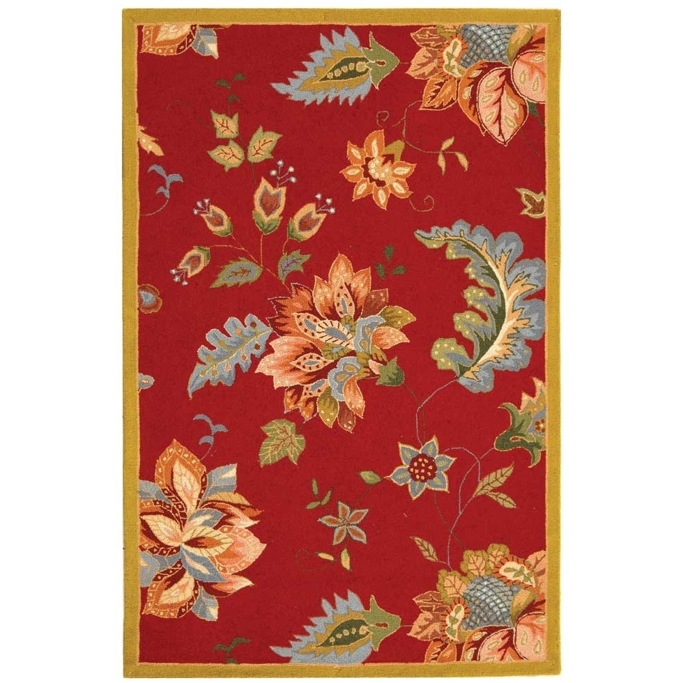 SAFAVIEH Chelsea Collection HK306C Hand-hooked Red Rug - 2' 9 X 4' 9