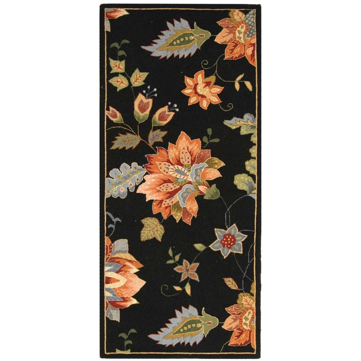 SAFAVIEH Chelsea Collection HK306B Hand-hooked Black Rug - 2' 6 X 6'