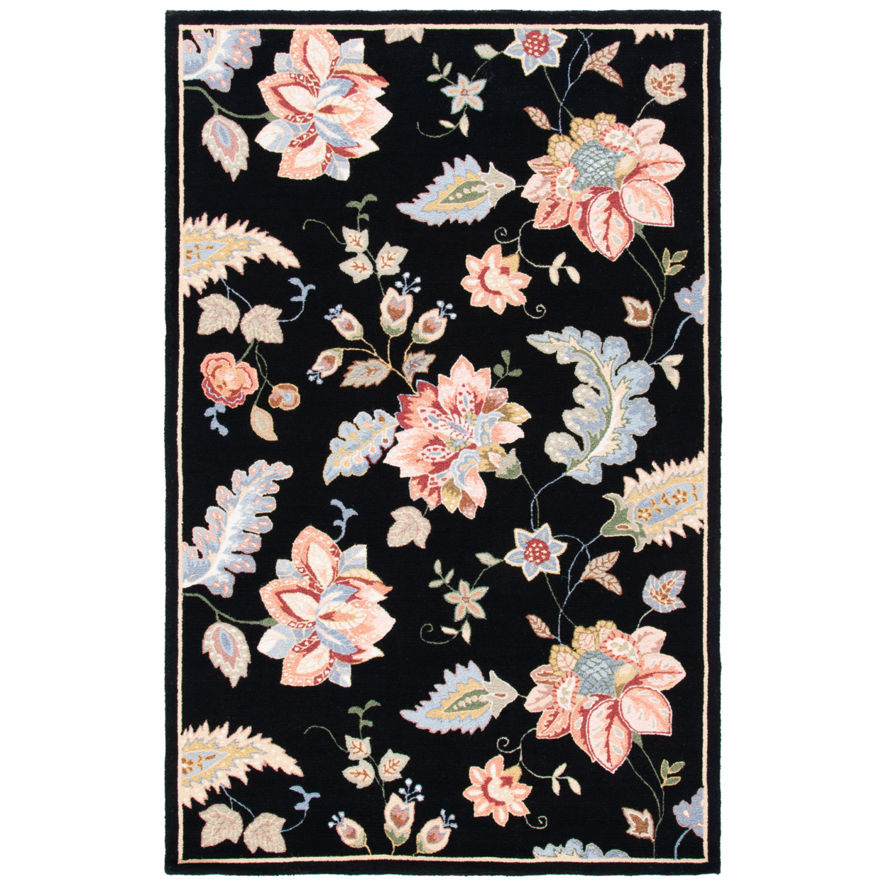SAFAVIEH Chelsea Collection HK306B Hand-hooked Black Rug - 5' 3 X 8' 3