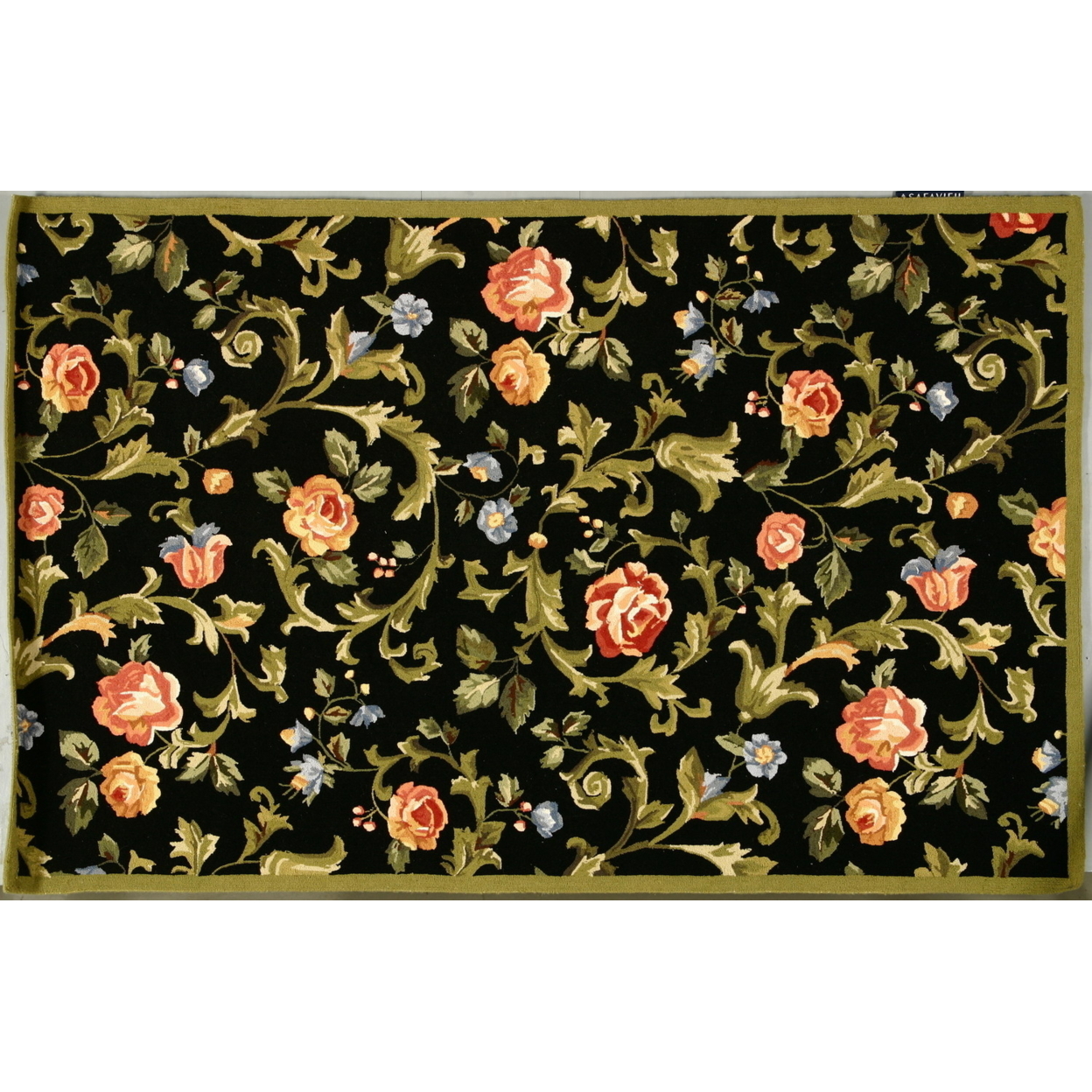 SAFAVIEH Chelsea Collection HK310B Hand-hooked Black Rug - 7' 6 X 9' 6 Oval