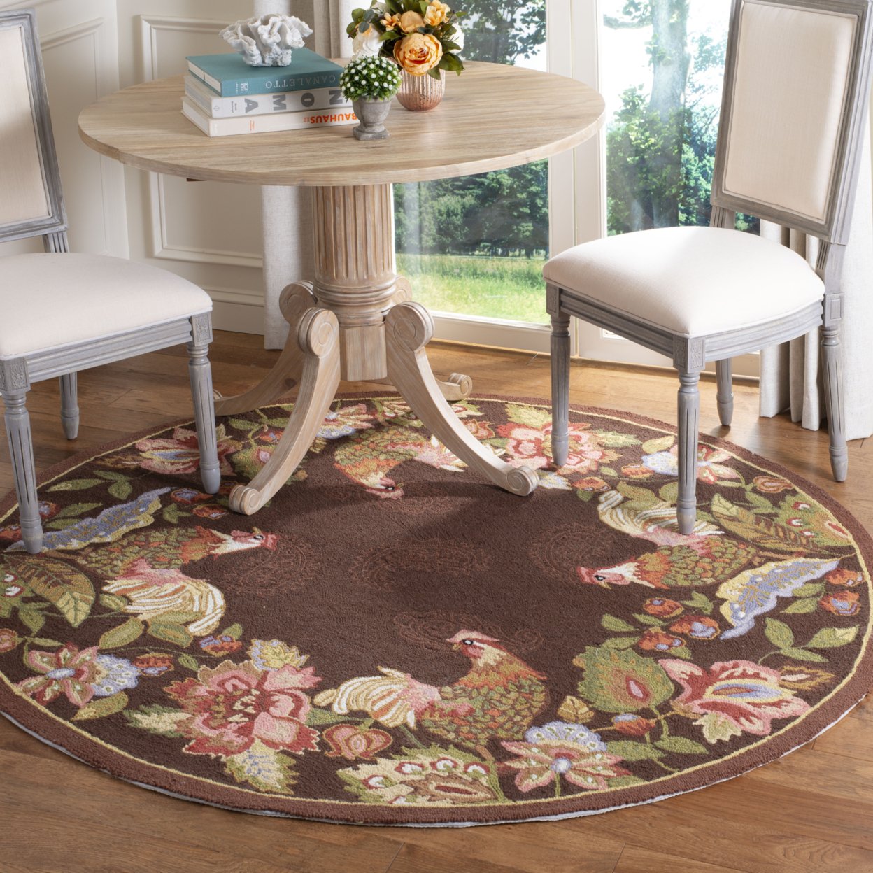 SAFAVIEH Chelsea Collection HK314C Hand-hooked Maroon Rug - 6' Round