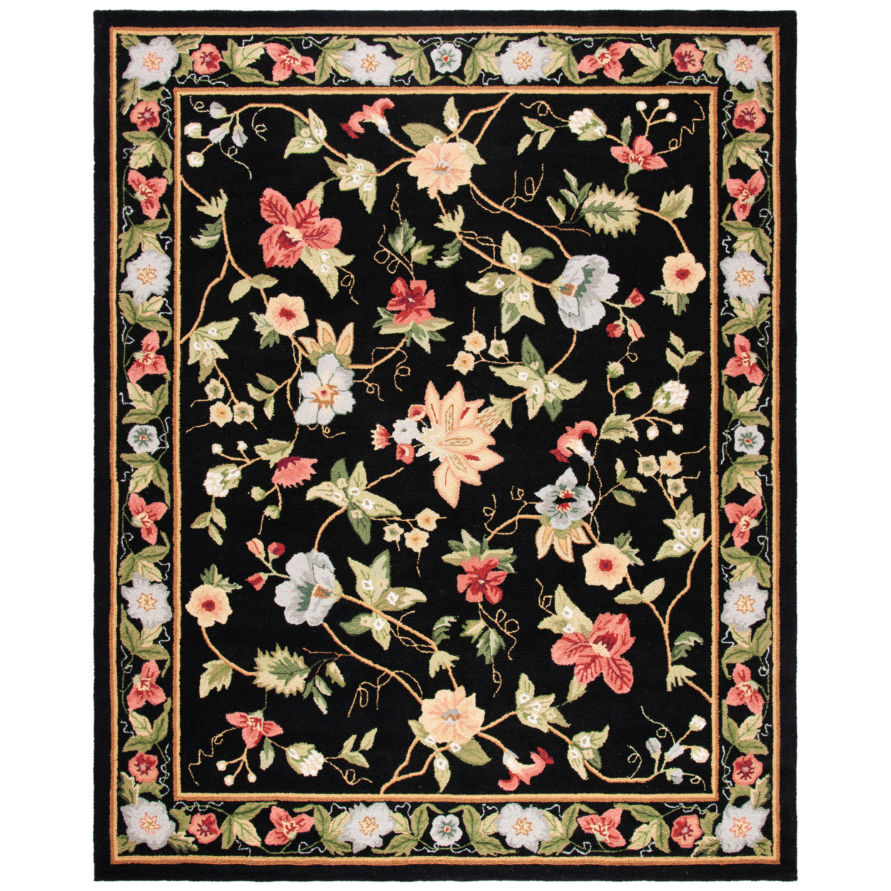 SAFAVIEH Chelsea Collection HK311A Hand-hooked Black Rug - 4' 6 X 6' 6 Oval