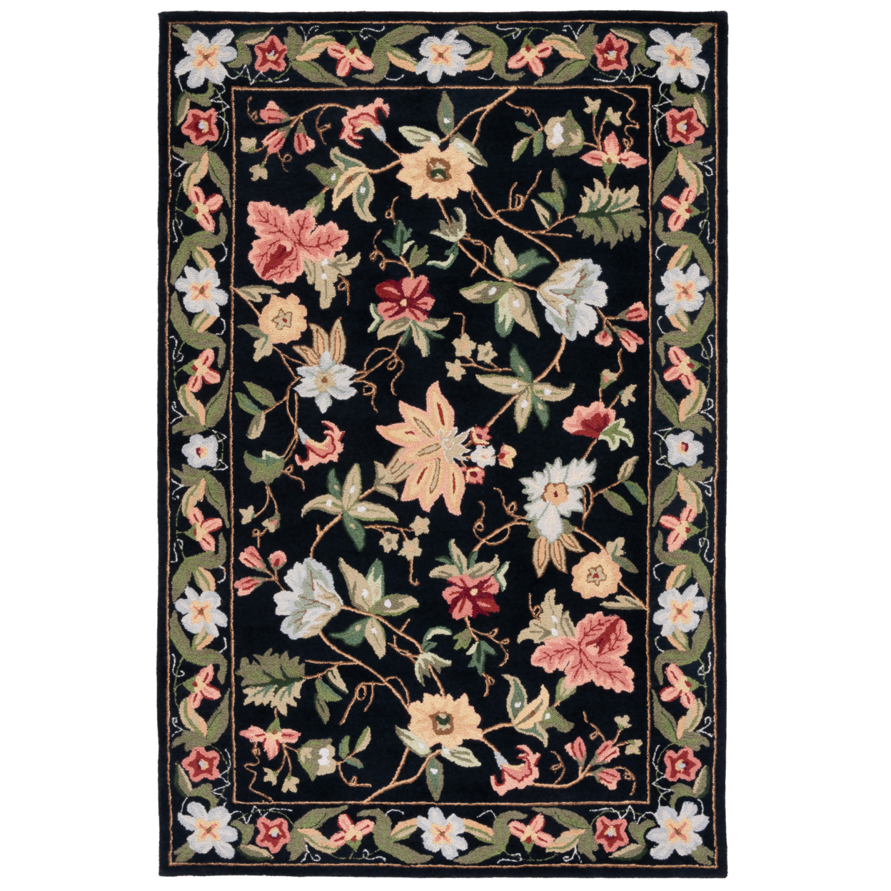 SAFAVIEH Chelsea Collection HK311A Hand-hooked Black Rug - 7' Square