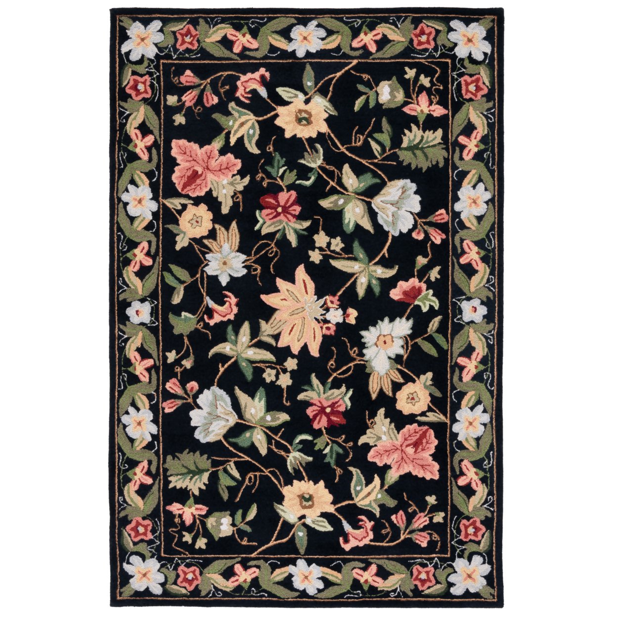 SAFAVIEH Chelsea Collection HK311A Hand-hooked Black Rug - 5' 3 X 8' 3