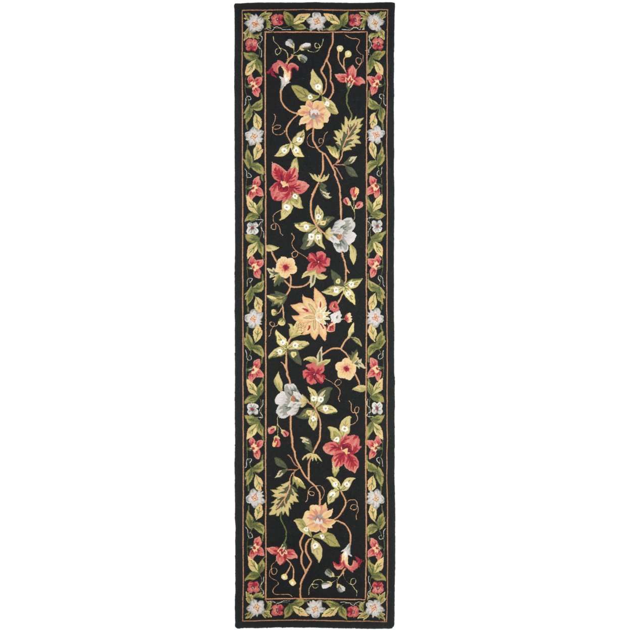 SAFAVIEH Chelsea Collection HK311A Hand-hooked Black Rug - 2' 6 X 16'