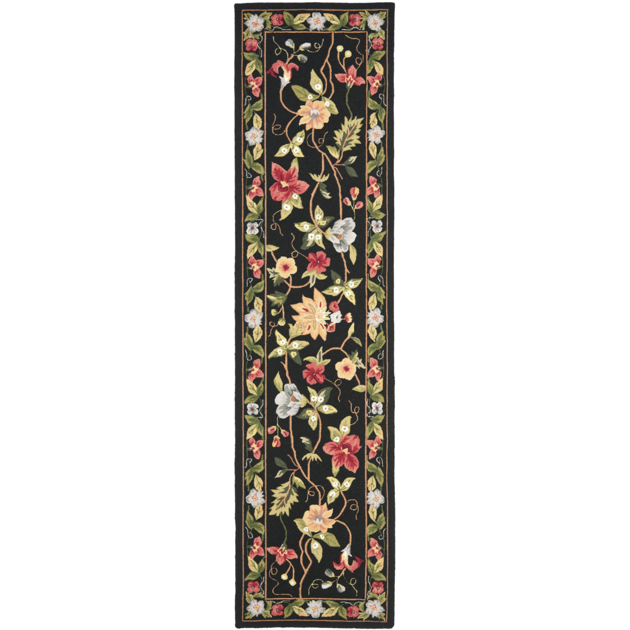 SAFAVIEH Chelsea Collection HK311A Hand-hooked Black Rug - 2' 6 X 18'