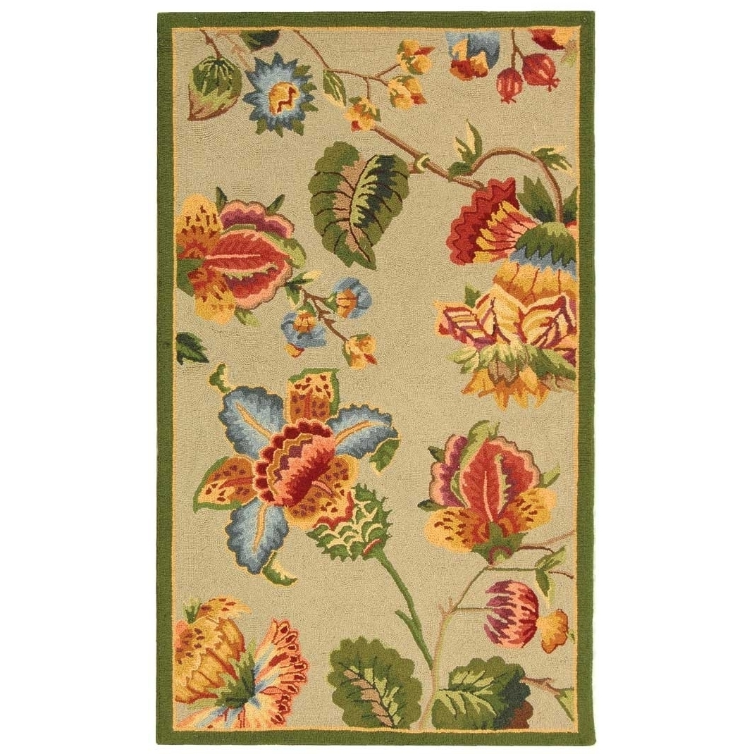 SAFAVIEH Chelsea Collection HK331C Hand-hooked Sage Rug - 2' 9 X 4' 9