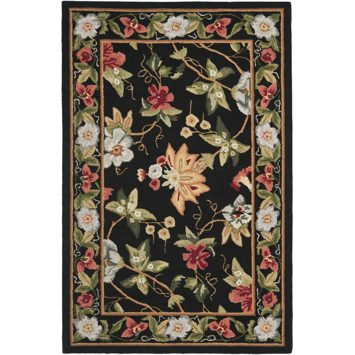 SAFAVIEH Chelsea Collection HK311A Hand-hooked Black Rug - 2' 6 X 4'