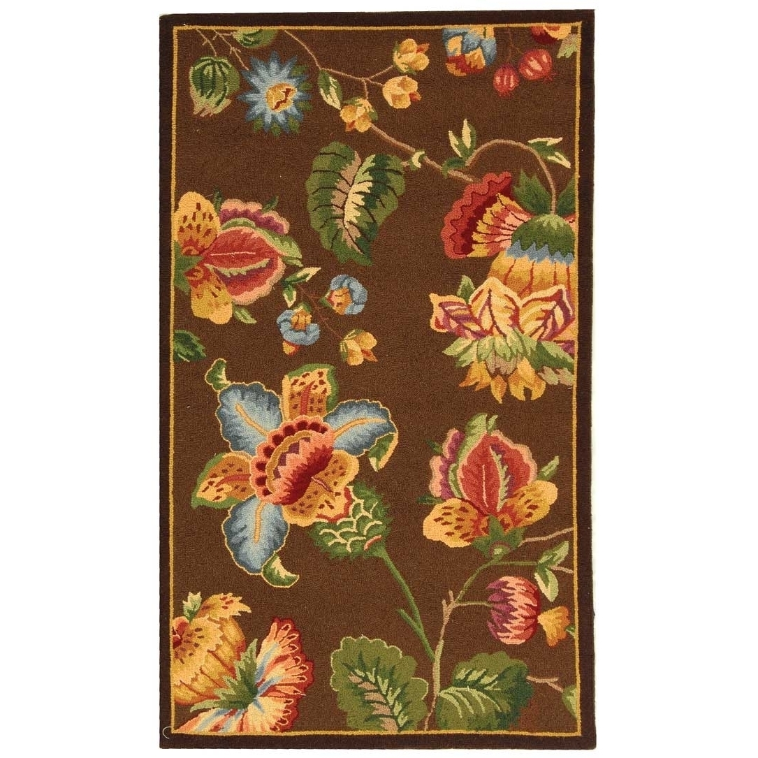SAFAVIEH Chelsea Collection HK331B Hand-hooked Brown Rug - 2' 9 X 4' 9