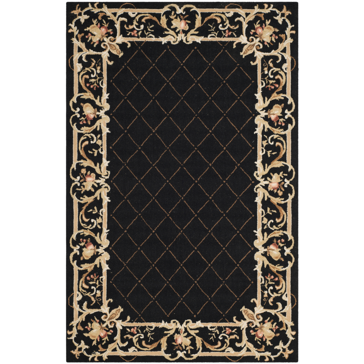 SAFAVIEH Chelsea Collection HK333B Hand-hooked Black Rug - 3' 9 X 5' 9
