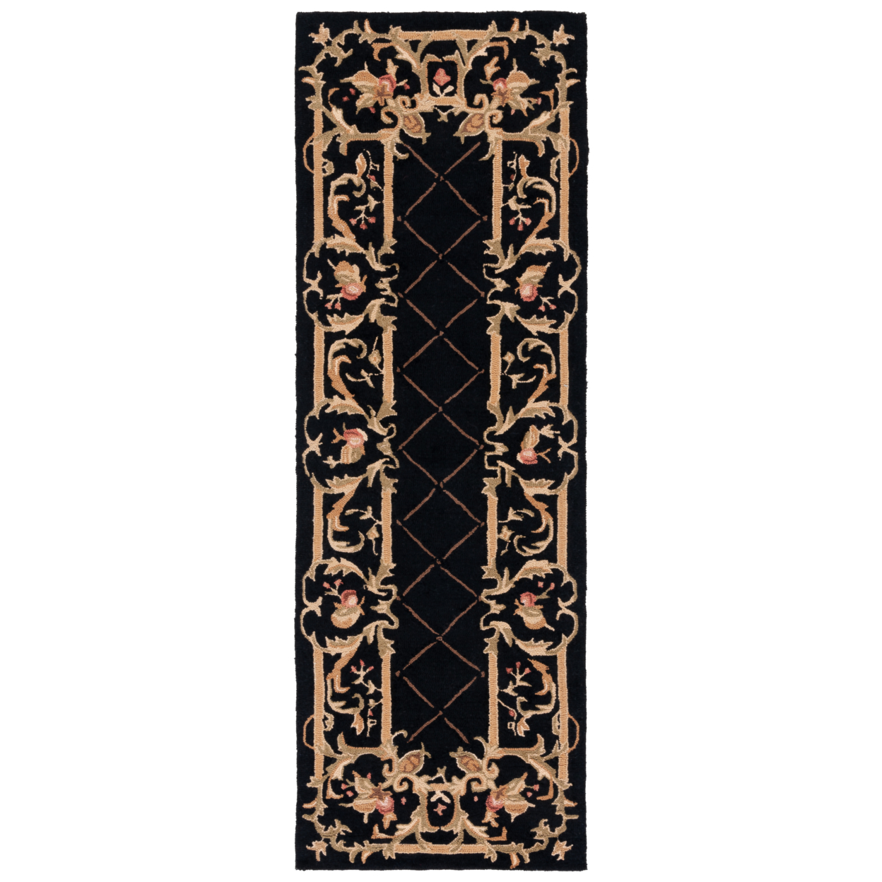 SAFAVIEH Chelsea Collection HK333B Hand-hooked Black Rug - 3' X 12'