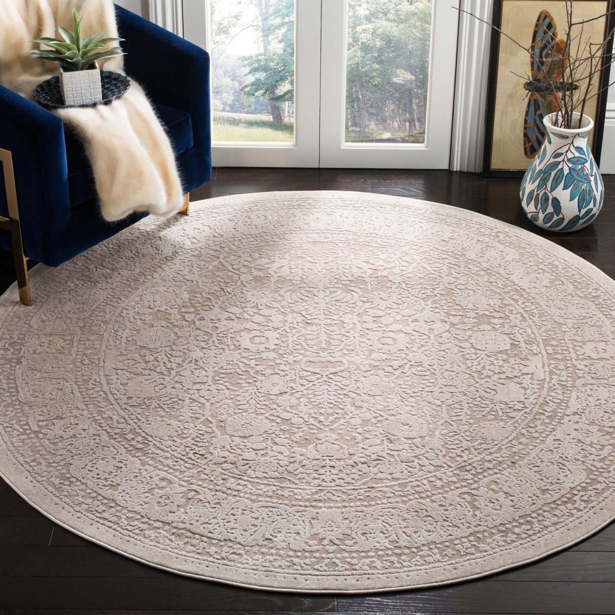 SAFAVIEH Reflection Collection RFT663A Beige / Cream Rug - 6'-7 X 6'-7 Square